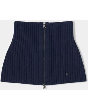 Bogner Merida Virgin Wool Ribbed Collar - Blue