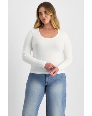 Bonds Organic Rib Long Sleeve Scoop Tee - Blue