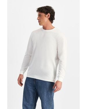 Bonds Midweight Long Sleeve Crew Tee - White