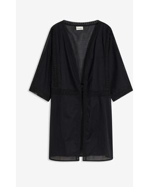 bonprix Offene Strandtunika Mit Spitze - Schwarz
