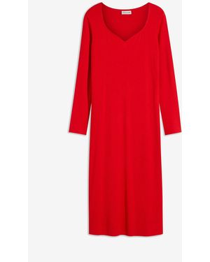 bonprix Geripptes Midikleid - Rot