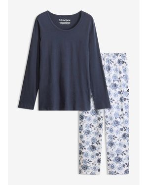 bonprix Pyjama Aus Reiner Bio-Baumwolle - Blau