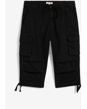 bonprix Loose Fit Stretch-3/4-Cargohose, Extra Weit - Schwarz