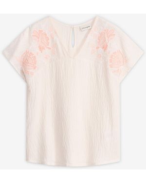 bonprix Bluse Mit Blumen-Stickerei - Weiß