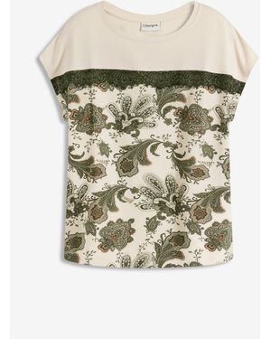 bonprix Shirt Mit Spitzenband Und Paisley Druck - Weiß