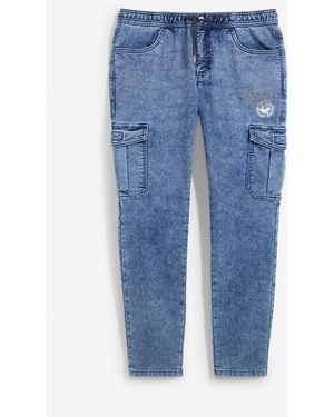 bonprix Regular Fit Schlupf-Cargo-Stretch-Jeans, Tapered - Blau
