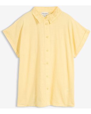 bonprix Baumwoll-Bluse Mit Lochstickerei - Gelb