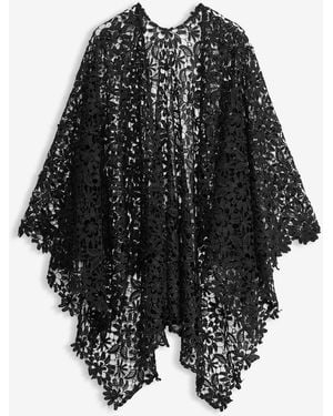 bonprix Poncho Aus Häkelspitze - Schwarz