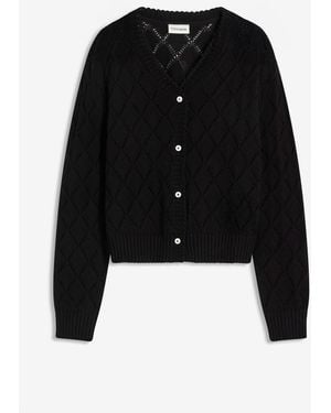 bonprix Ajour-Strickjacke Aus Baumwolle - Schwarz