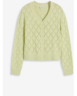 bonprix Ajour-Strickjacke Aus Baumwolle - Grün