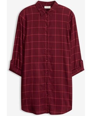 bonprix Karierte Longbluse Mit Taschen - Rot