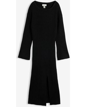 bonprix Strickkleid Mit Schlitz - Schwarz
