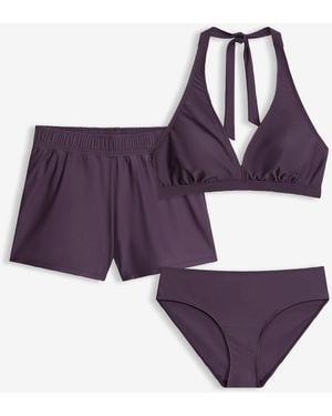 bonprix Bikini Und Badeunterteil (3-Tlg.Set) - Lila