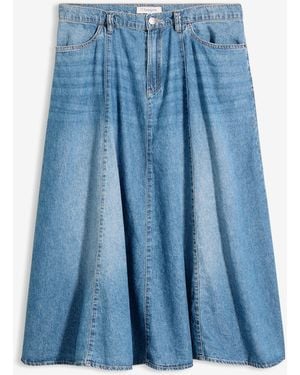 bonprix Leichter Jeansrock Mit Verstellbarem Bund - Blau