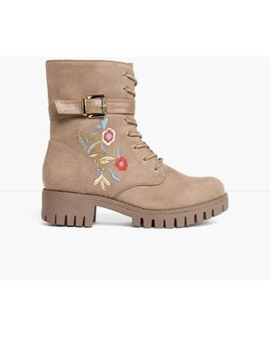 bonprix Schnürboots Mit Stickerei - Natur