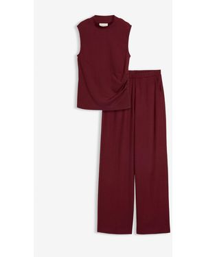 bonprix Shirt Und Hose (2Tlg.Set) Aus Strukturiertem Crêpe - Rot