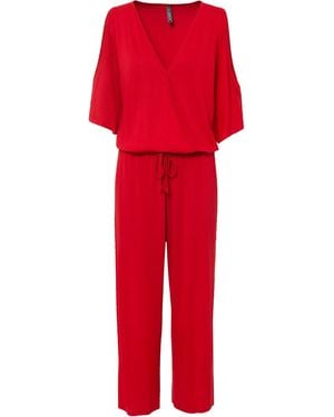 bonprix Jersey-Jumpsuit Aus Fließender Viskose - Rot