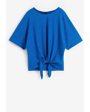 bonprix Kurzshirt Mit Lochstickerei - Blau