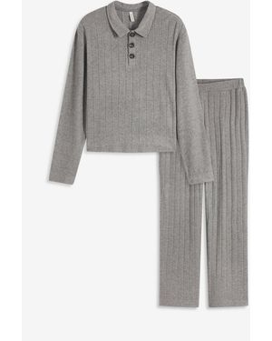 bonprix Loungewear Hausanzug Aus Weicher Rippe, Oversized - Grau