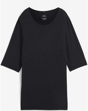 bonprix Funktions-Longshirt Mit Schlitz, Schnelltrocknend - Schwarz