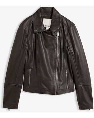 bonprix Bikerjacke Aus Nappaleder - Schwarz
