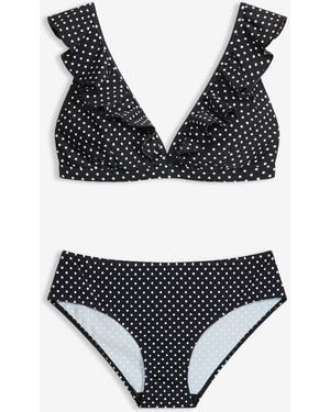 bonprix Bikini Mit Volant (2-Tlg.Set) - Schwarz