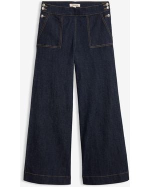 bonprix Wide-Leg-Jeans, High Waist Mit Aufgesetzten Taschen - Blau