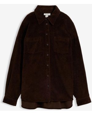 bonprix Oversize Cord-Shacket Aus Baumwoll-Mix - Schwarz