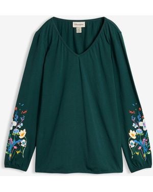 bonprix Langarmshirt Aus Bio-Baumwoll-Stretch - Grün