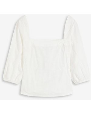 bonprix Bluse Mit Puffärmeln Und Smoke-Detail - Weiß