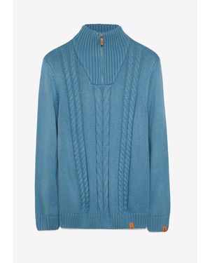 bonprix Troyer Mit Zopfmuster - Blau