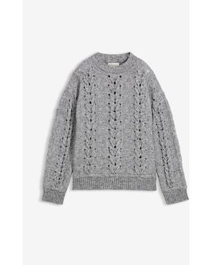 bonprix Grobstrick-Pullover Mit Zopfmuster - Grau