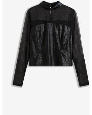 bonprix Langarmshirt Mit Glanzeffekt - Schwarz