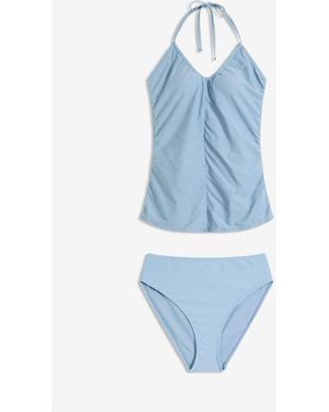 bonprix Neckholder-Tankini Mit Raffung (2-Tlg.Set) - Blau