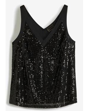 bonprix Top Mit Pailletten - Schwarz
