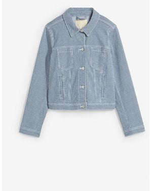 bonprix Gestreifte Jeansjacke, Verkürzt - Blau