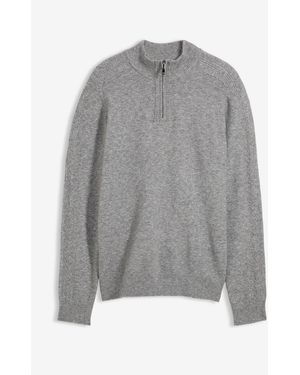 bonprix Troyer-Feinstrickpullover Mit Wollanteil - Grau