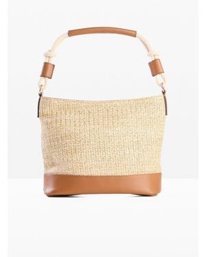 bonprix Handtasche Strohoptik Mit Details - Weiß