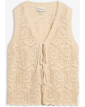 bonprix Ajour-Strickweste Aus Baumwoll-Mix - Natur