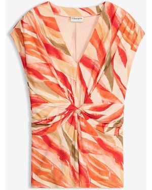 bonprix Shirt Mit Drapierung Aus Softem Viskose-Mix - Orange