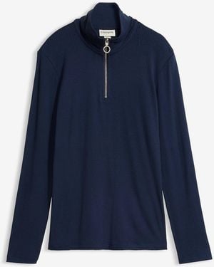 bonprix Rippshirt Aus Softem Viskose-Mix - Blau