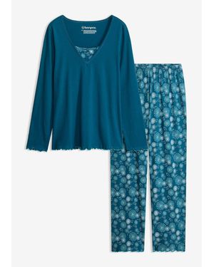 bonprix Pyjama Aus Reiner Bio-Baumwolle - Blau