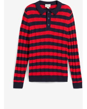 bonprix Zopfstrick-Pullover Mit Polokragen - Rot