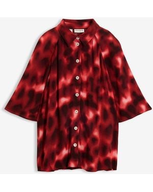 bonprix Oversize-Bluse Aus Strukturierter Viskose - Rot