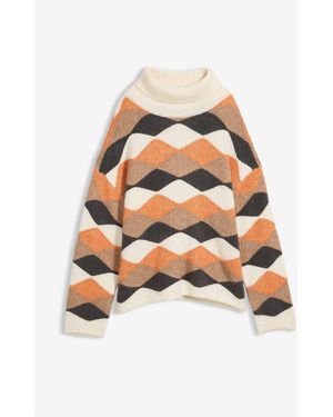 bonprix Rollkragenpullover Mit Muster - Weiß