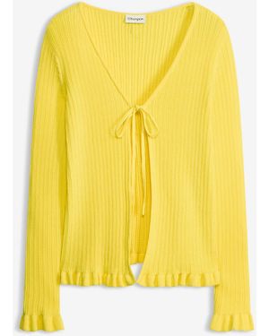 bonprix Feinstrickjacke Aus Baumwoll-Mix - Gelb