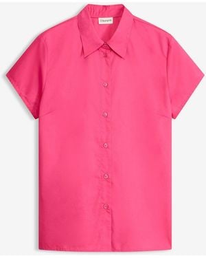 bonprix Kurzarmbluse Aus Popeline - Pink