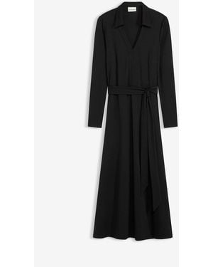 bonprix Hemdblusenkleid Mit Viskose - Schwarz