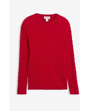 bonprix Feinstrickpullover Mit Zopfmuster, Slim Fit - Rot