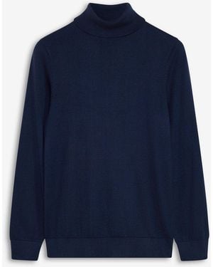 bonprix Feinstrick-Rollkragenpullover Mit Edler Merinowolle, Slim-Fit - Blau